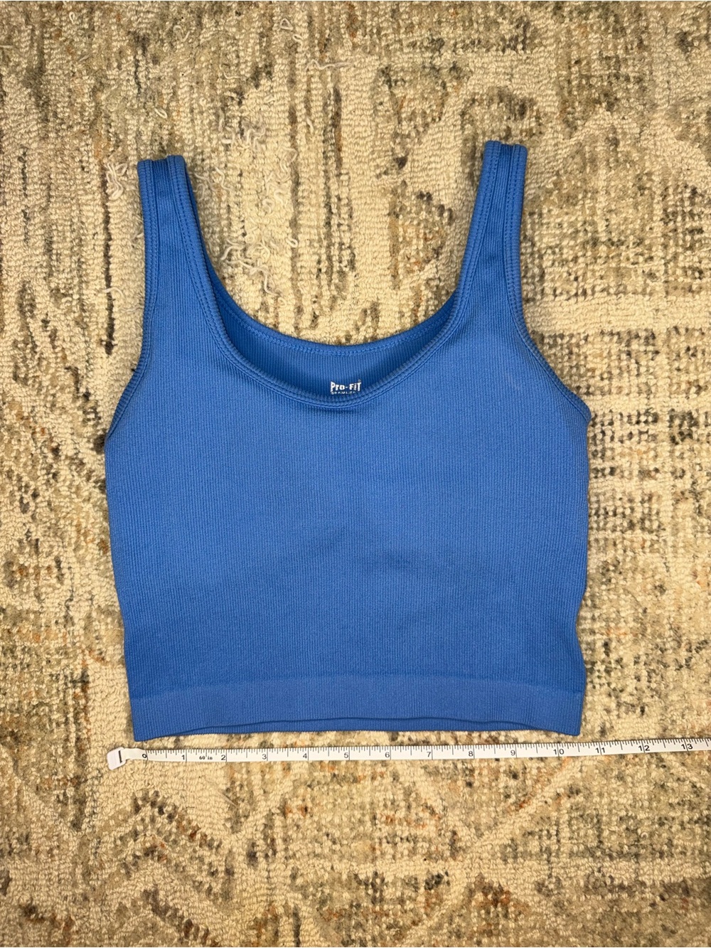 Pro-Fit Light Blue Ribbed Crop Workout Tank